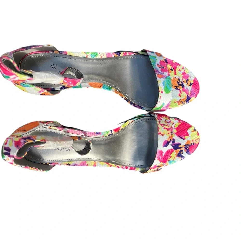 NWOT Women siz 11 spring multi colored open toe sandal ankl strap by Worthington - Picture 3 of 5